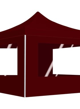 VidaXL Partytent inklapbaar met wanden 2x2 m aluminium bordeauxrood