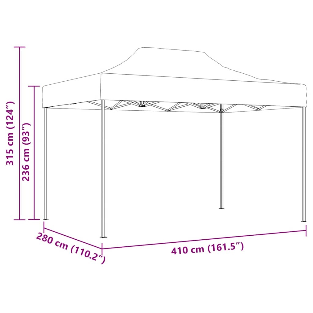 VidaXL Partytent inklapbaar 280x410x315 cm staal wit