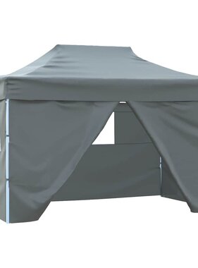 VidaXL Partytent met 4 zijwanden inklapbaar 3x4 m staal antraciet
