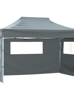 VidaXL Partytent met 3 zijwanden inklapbaar 3x4 m staal antraciet
