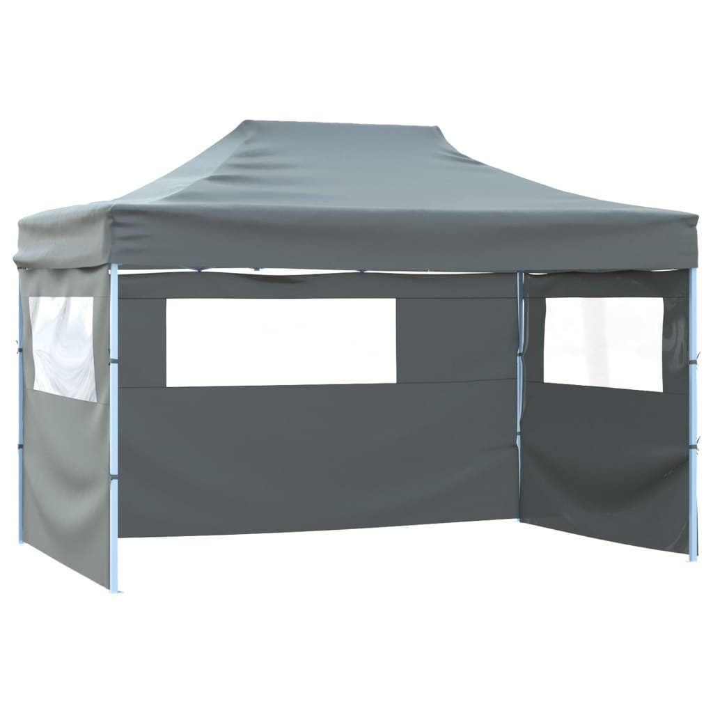VidaXL Partytent met 3 zijwanden inklapbaar 3x4 m staal antraciet