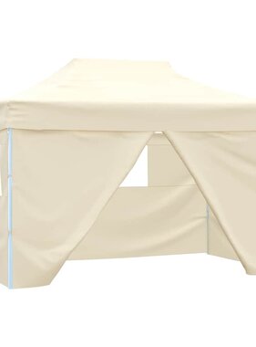 VidaXL Partytent met 4 zijwanden inklapbaar 3x4 m staal crème