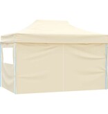 VidaXL Partytent met 4 zijwanden inklapbaar 3x4 m staal crème