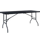 VidaXL Tuintafel inklapbaar 180x75x72 cm HDPE en kunstrattan zwart
