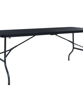 VidaXL Tuintafel inklapbaar 180x75x72 cm HDPE en kunstrattan zwart