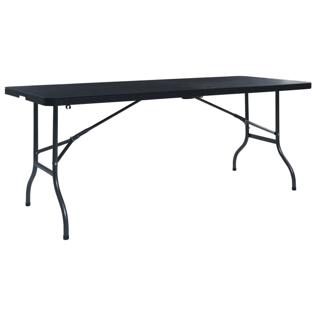 VidaXL Tuintafel inklapbaar 180x75x72 cm HDPE en kunstrattan zwart