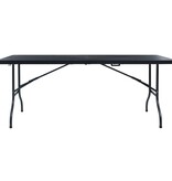 VidaXL Tuintafel inklapbaar 180x75x72 cm HDPE en kunstrattan zwart