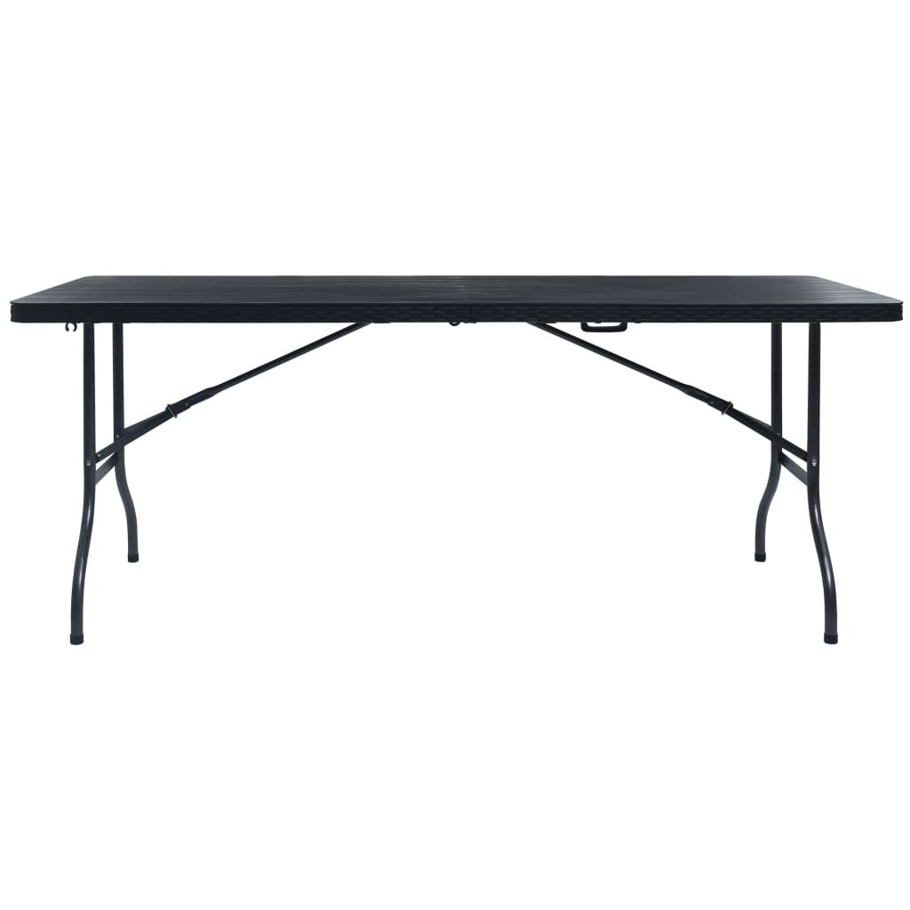 VidaXL Tuintafel inklapbaar 180x75x72 cm HDPE en kunstrattan zwart