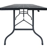 VidaXL Tuintafel inklapbaar 180x75x72 cm HDPE en kunstrattan zwart