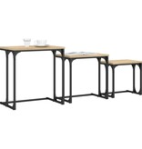 VidaXL 3-delige Tafeltjesset bewerkt hout sonoma eikenkleurig