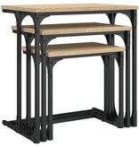 VidaXL 3-delige Tafeltjesset bewerkt hout sonoma eikenkleurig