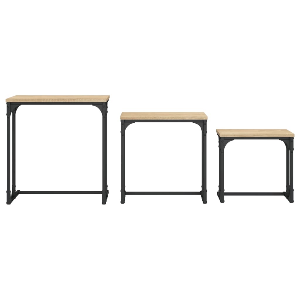 VidaXL 3-delige Tafeltjesset bewerkt hout sonoma eikenkleurig