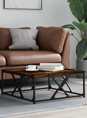 VidaXL Salontafel 70x70x30 cm bewerkt hout gerookt eikenkleurig