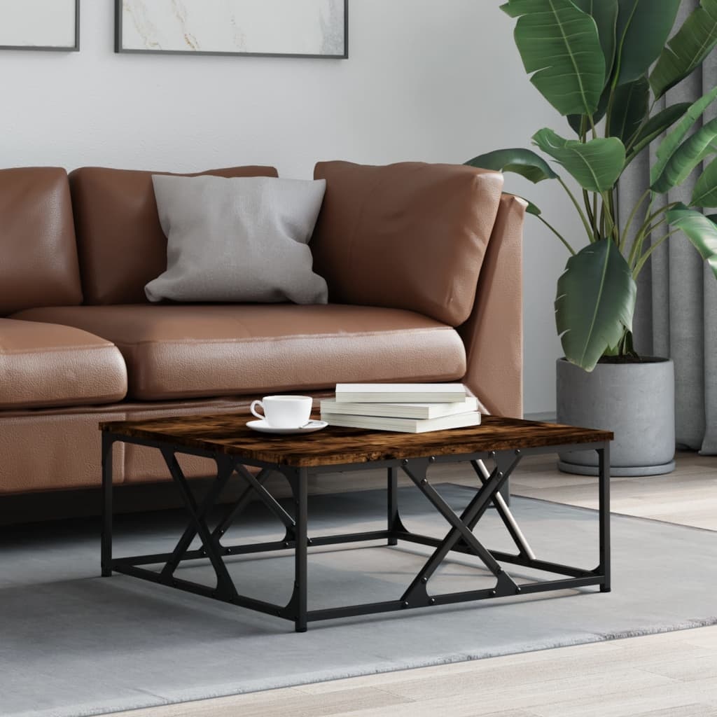 VidaXL Salontafel 70x70x30 cm bewerkt hout gerookt eikenkleurig