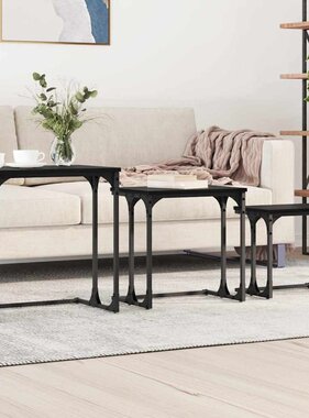 VidaXL Nesting Koffietafel 3 pcs Zwart eiken 50.5 x 35 x 53 cm