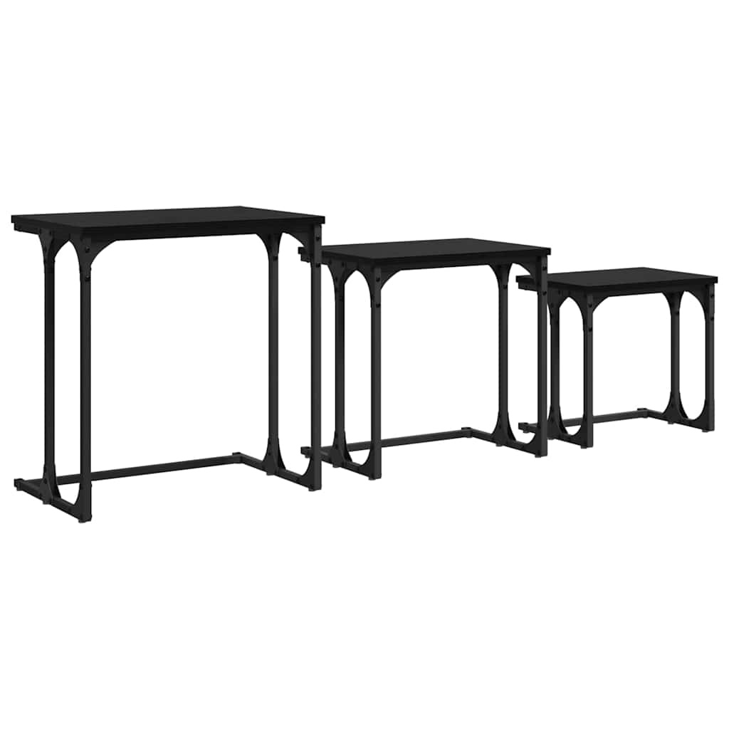 VidaXL Nesting Koffietafel 3 pcs Zwart eiken 50.5 x 35 x 53 cm