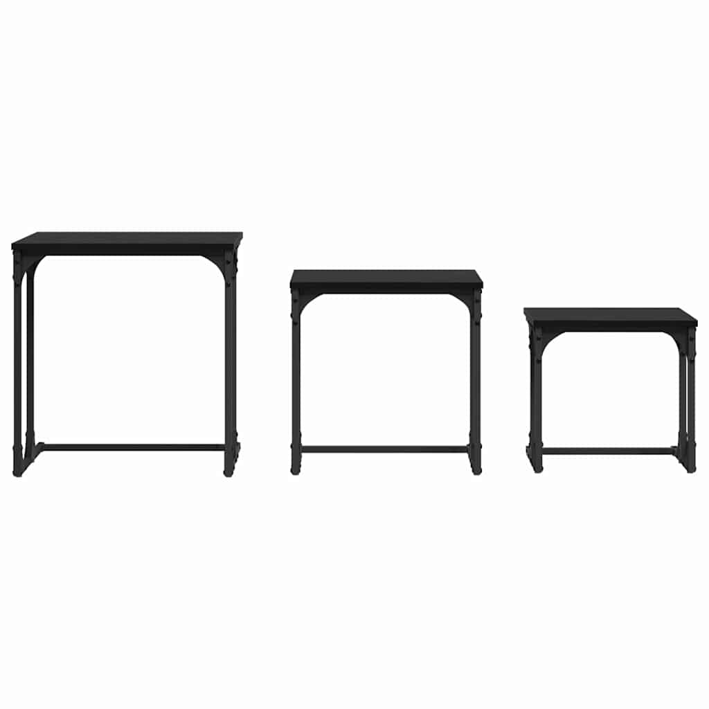 VidaXL Nesting Koffietafel 3 pcs Zwart eiken 50.5 x 35 x 53 cm
