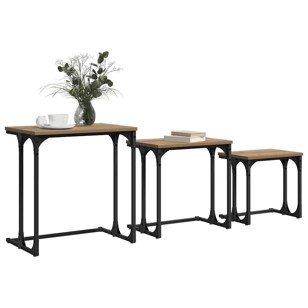 VidaXL Nesting Koffietafel 3 pcs artisanaal eikenkleurig