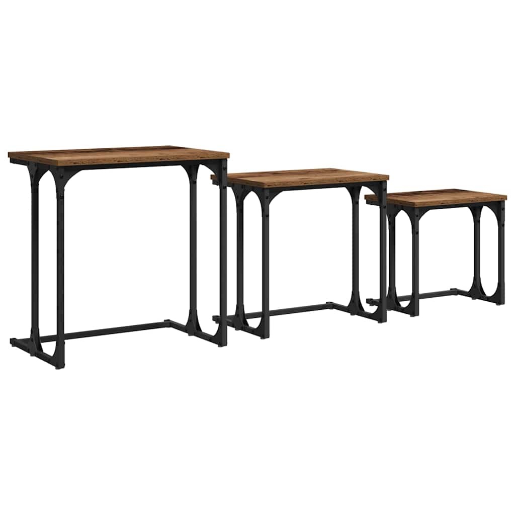 VidaXL Nesting Koffietafel 3 pcs Oud hout 50.5 x 35 x 53 cm