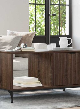 VidaXL Salontafel bruin eikenkleur 90 x 49 x 46 cm Bewerkt hout