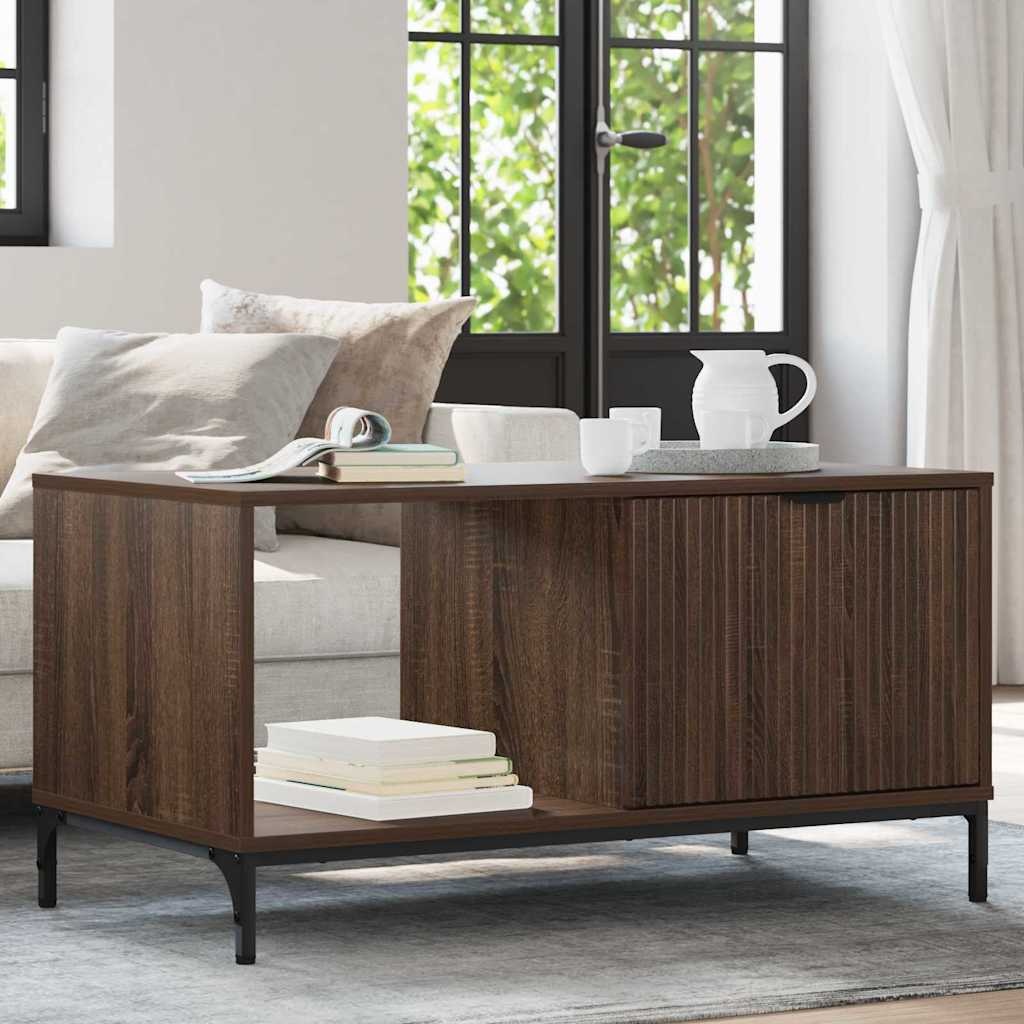 VidaXL Salontafel bruin eikenkleur 90 x 49 x 46 cm Bewerkt hout