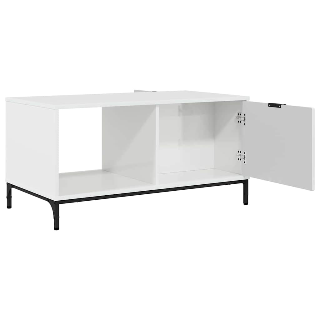 VidaXL Salontafel Hoogglans wit 90 x 49 x 46 cm Bewerkt hout