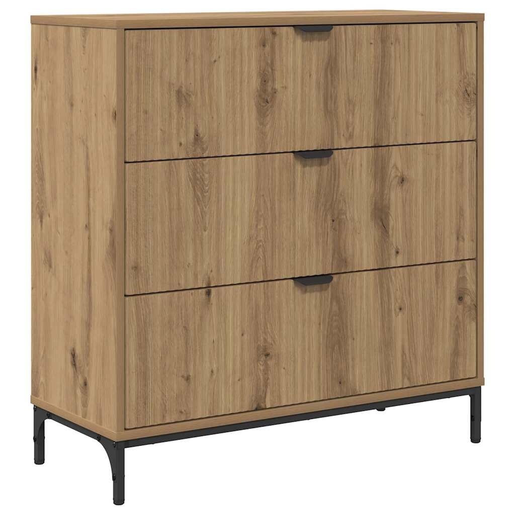 VidaXL Dressoir artisanaal eikenkleurig 79.5 x 33 x 82 cm Bewerkt hout