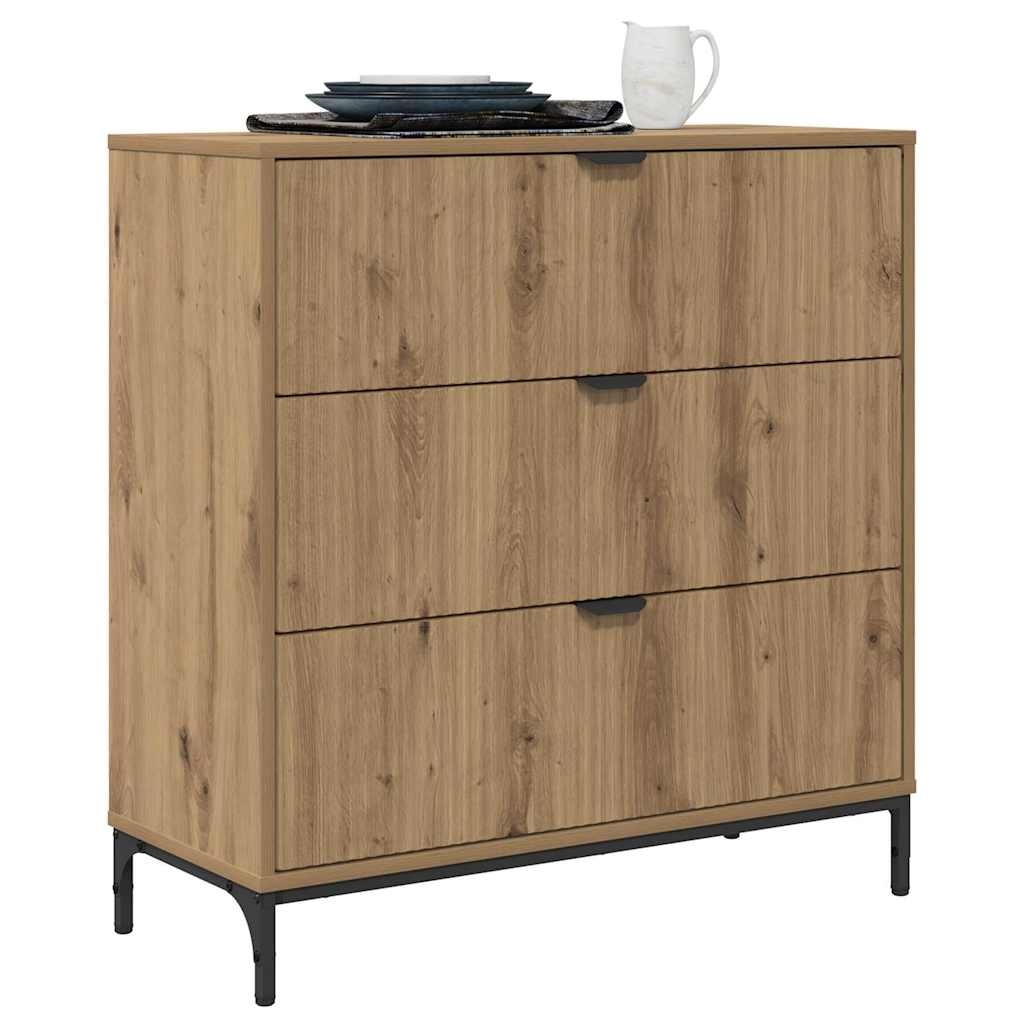 VidaXL Dressoir artisanaal eikenkleurig 79.5 x 33 x 82 cm Bewerkt hout