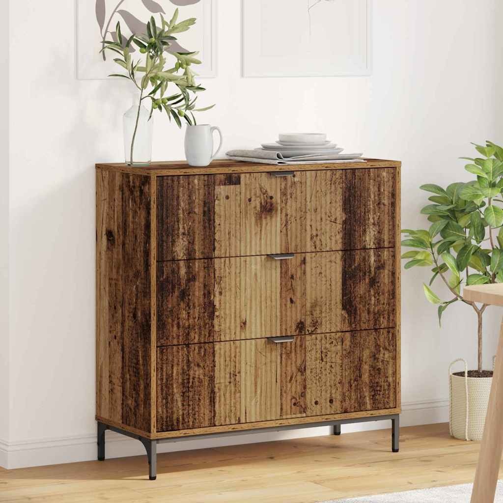 VidaXL Dressoir met lade Oud hout 79.5 x 33 x 82 cm Bewerkt hout
