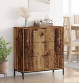 VidaXL Dressoir met lade Oud hout 79.5 x 33 x 82 cm Bewerkt hout