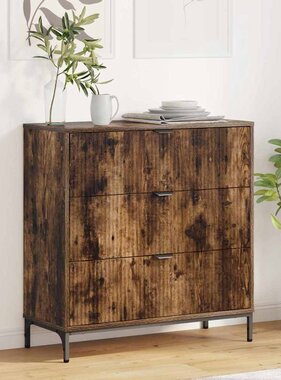 VidaXL Dressoir met lade Gerookt eiken 79.5 x 33 x 82 cm Bewerkt hout