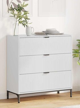 VidaXL Dressoir met lade Hoogglans wit 79.5 x 33 x 82 cm Bewerkt hout