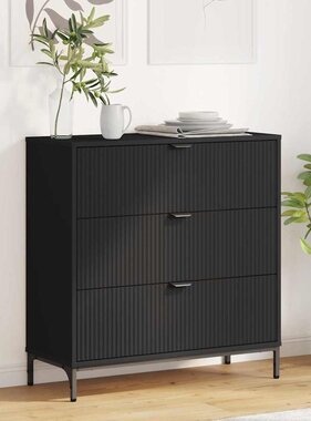 VidaXL Dressoir met lade Zwart 79.5 x 33 x 82 cm Bewerkt hout