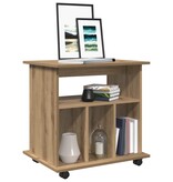 VidaXL Rolkast 60x45x60 cm bewerkt hout artisanaal eikenkleurig