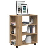 VidaXL Rolkast 60x35x75 cm bewerkt hout artisanaal eikenkleurig