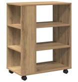 VidaXL Rolkast 60x35x75 cm bewerkt hout artisanaal eikenkleurig