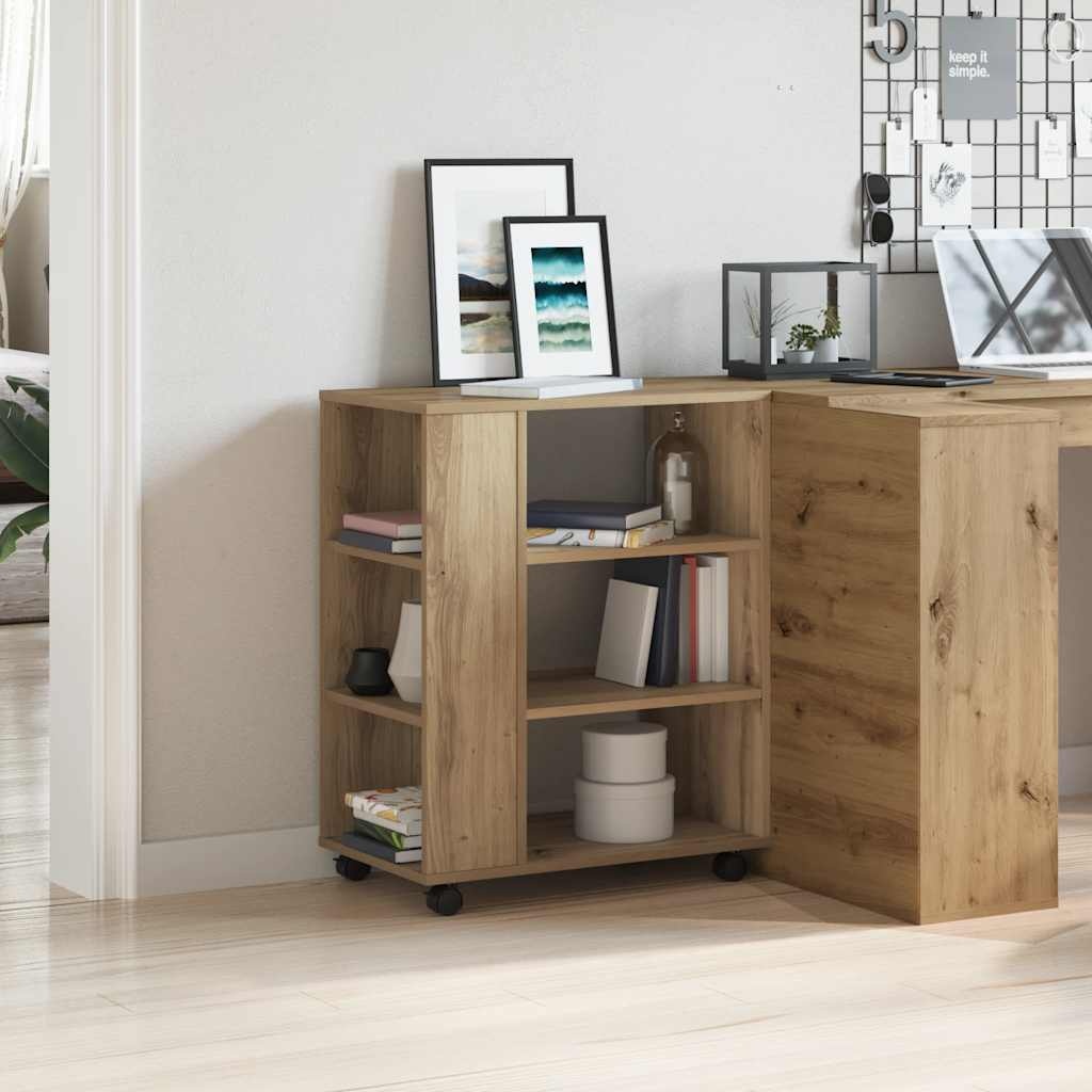 VidaXL Rolkast 60x35x75 cm bewerkt hout artisanaal eikenkleurig