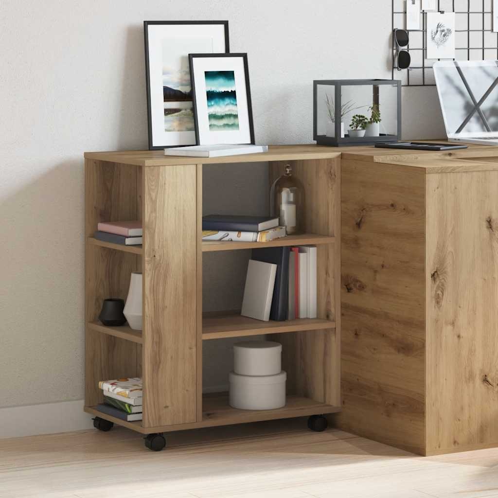 VidaXL Rolkast 60x35x75 cm bewerkt hout artisanaal eikenkleurig