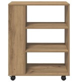 VidaXL Rolkast 60x35x75 cm bewerkt hout artisanaal eikenkleurig