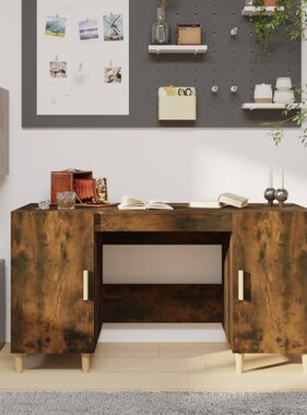 VidaXL Bureau 140x50x75 cm bewerkt hout gerookt eikenkleurig