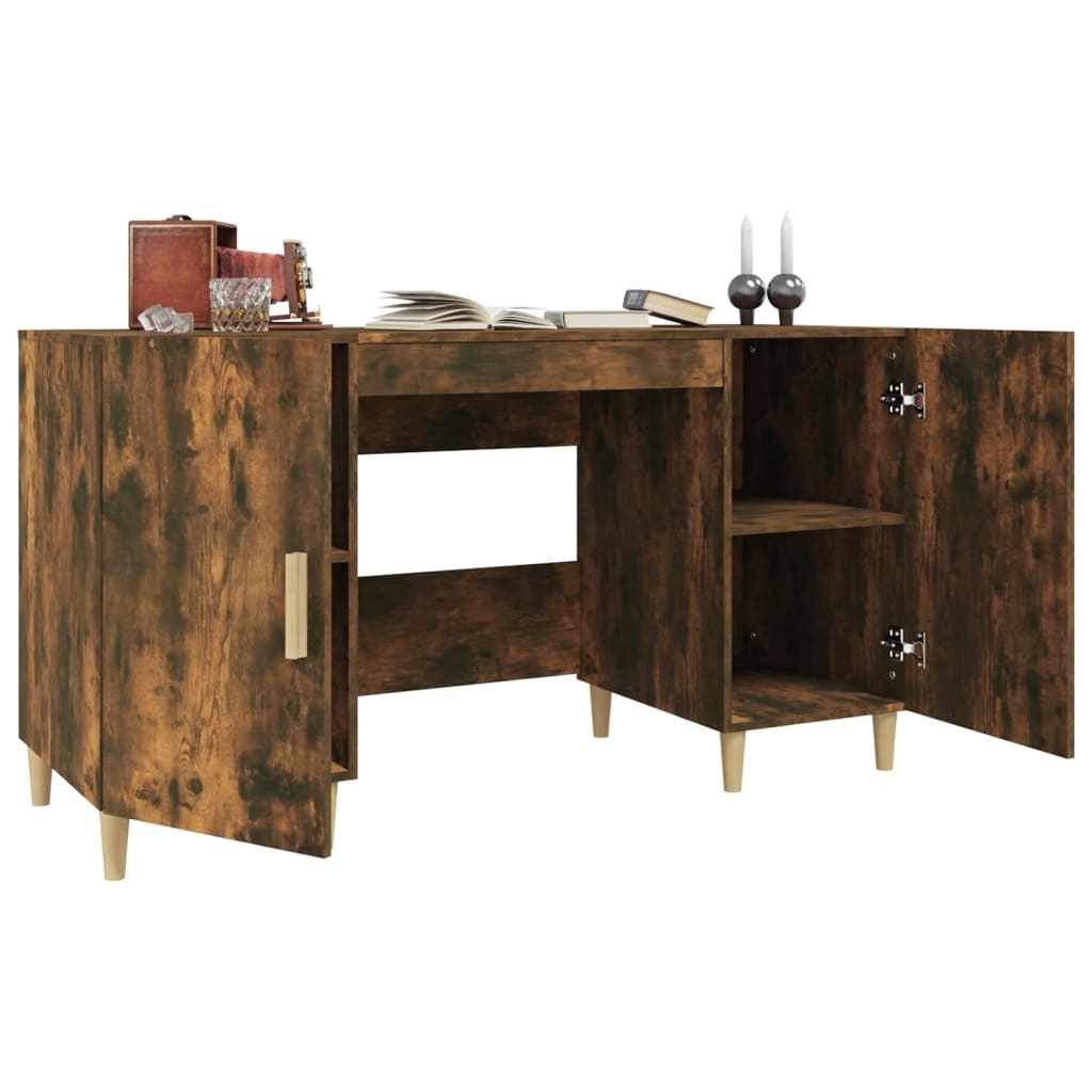 VidaXL Bureau 140x50x75 cm bewerkt hout gerookt eikenkleurig