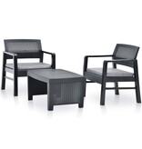 VidaXL 3-delige Loungeset kunststof antraciet
