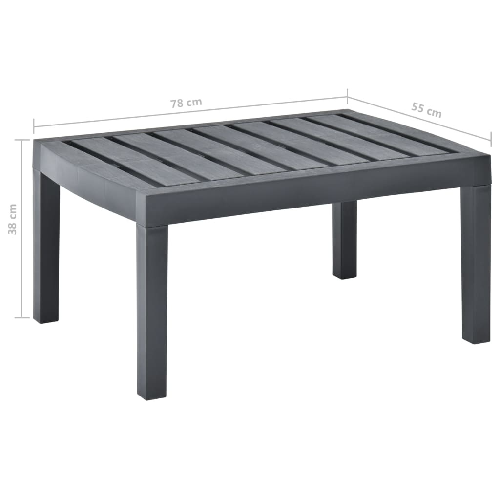 VidaXL Tuintafel 78x55x38 cm kunststof antracietkleurig