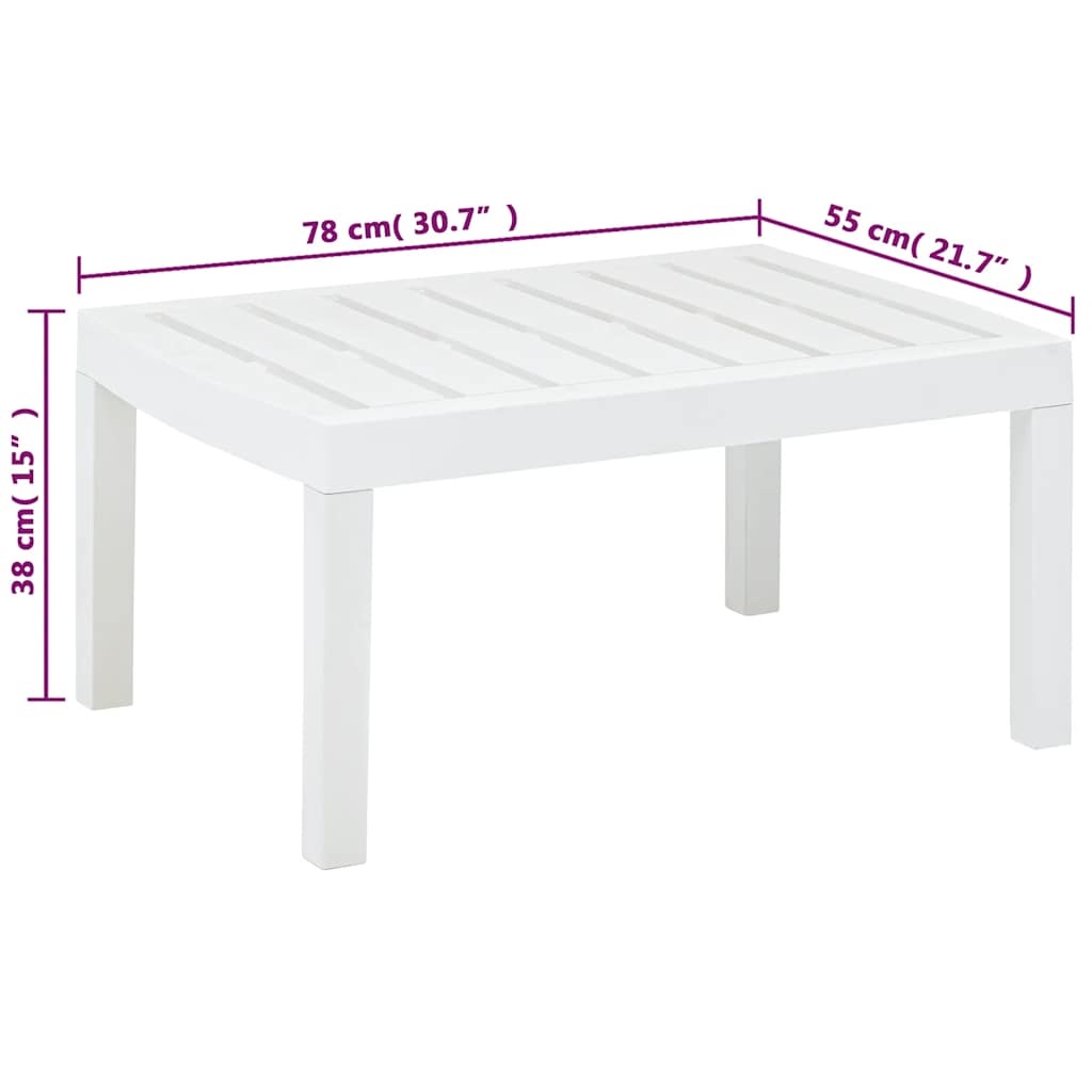 VidaXL Tuintafel 78x55x38 cm kunststof wit