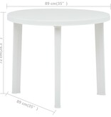 VidaXL Tuintafel 89 cm kunststof wit