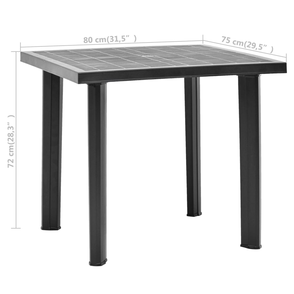 VidaXL Tuintafel 80x75x72 cm kunststof antraciet