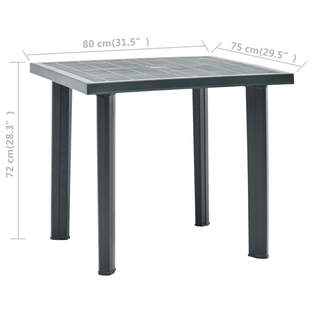 VidaXL Tuintafel 80x75x72 cm kunststof groen