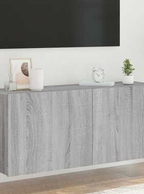VidaXL Tv-wandmeubel met LED-verlichting 100x35x41 cm grijs sonoma