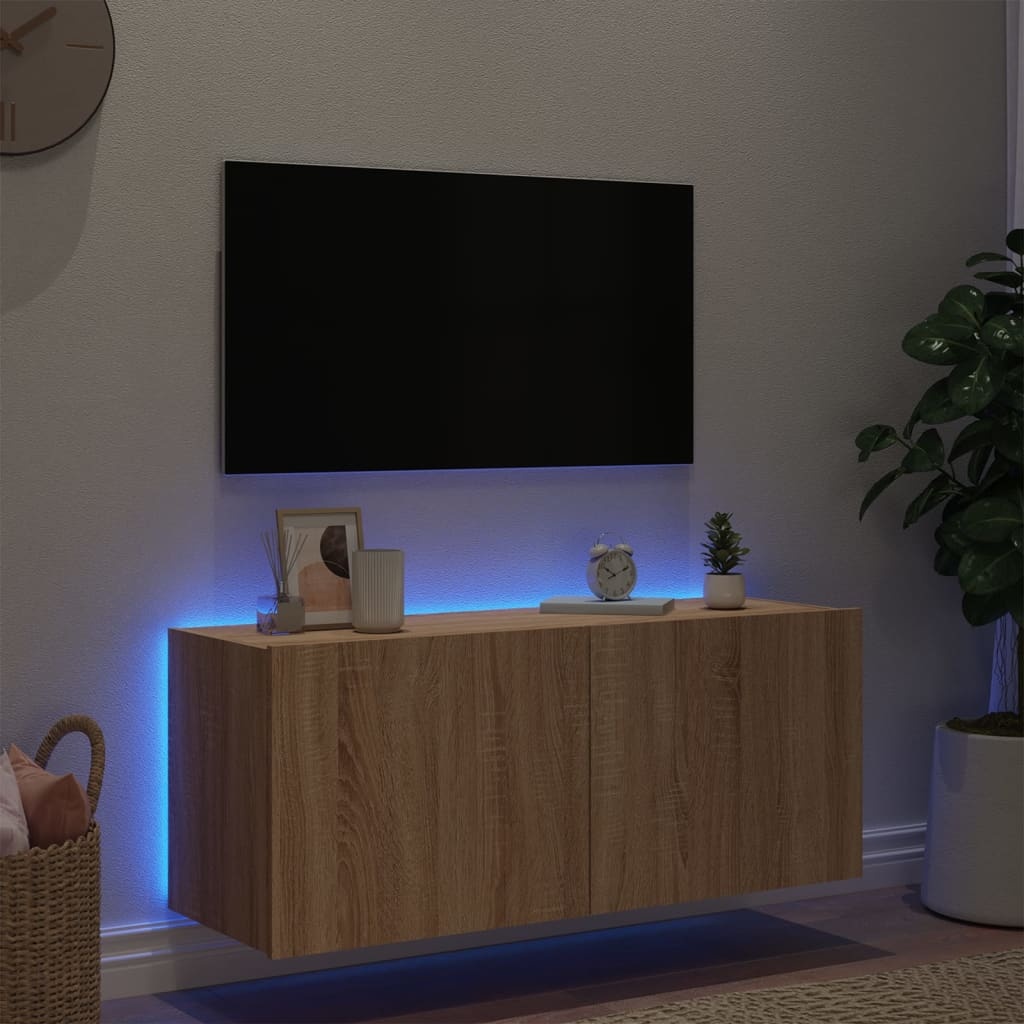 VidaXL Tv-wandmeubel met LED-verlichting 100x35x41 cm sonoma eiken