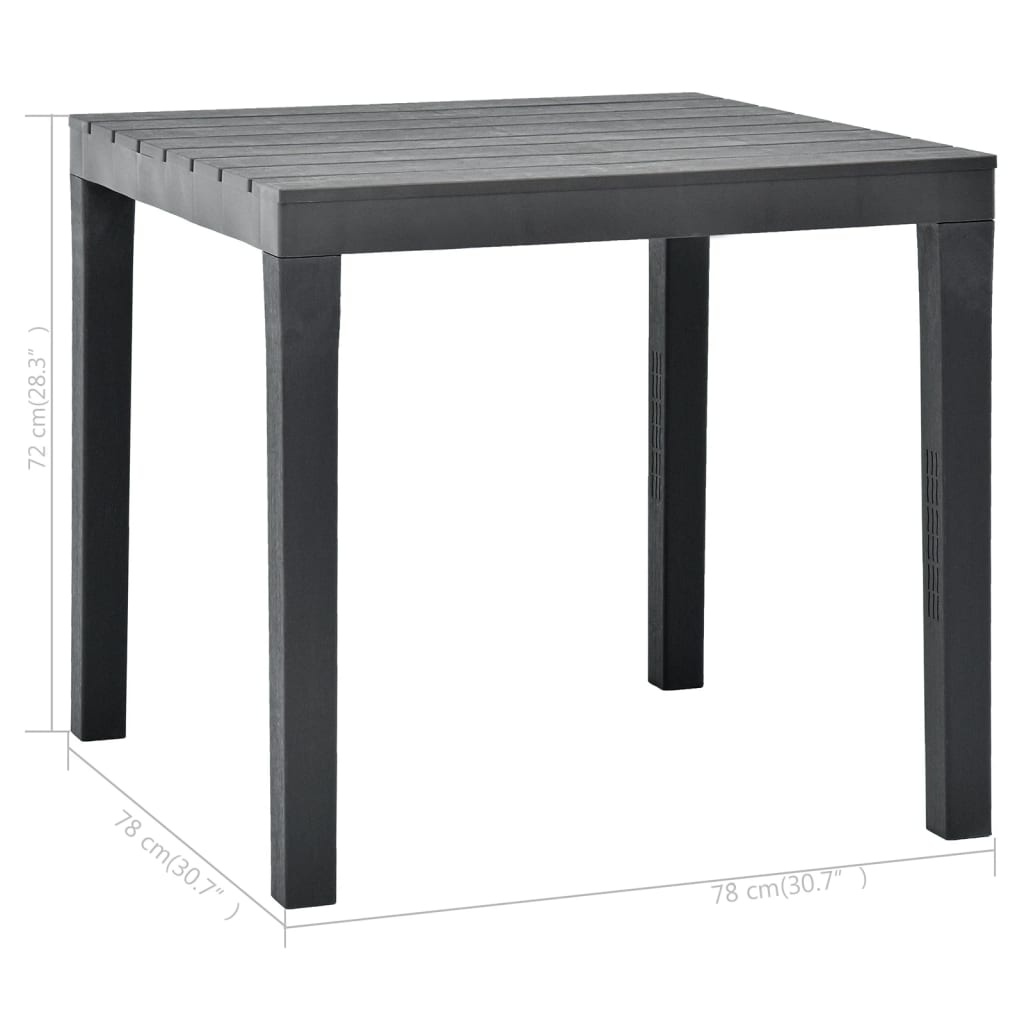 VidaXL Tuintafel 78x78x72 cm kunststof antraciet
